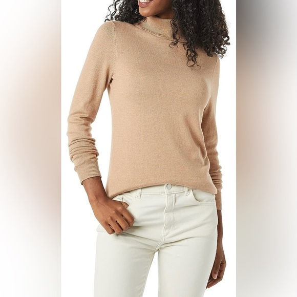 Amazon Essentials Camel Tan Neutral Turtleneck Pullover Sweater sz XS - Picture 1 of 7
